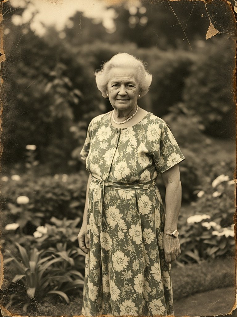 Damaged black-and-white photograph before